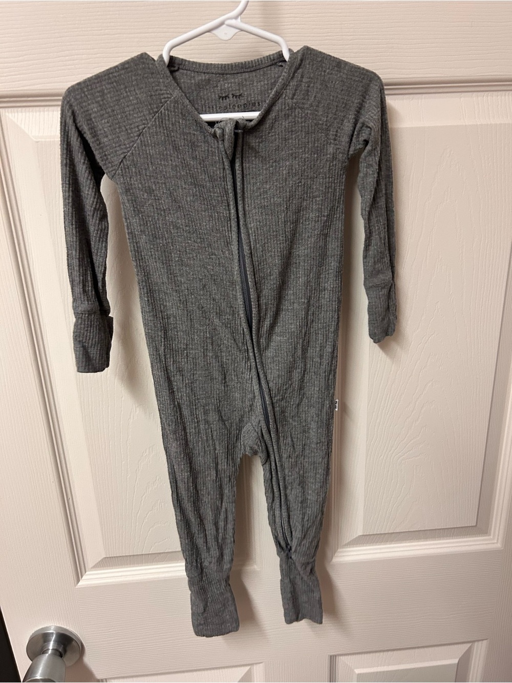 Little Sleepies gray ribbed zippy